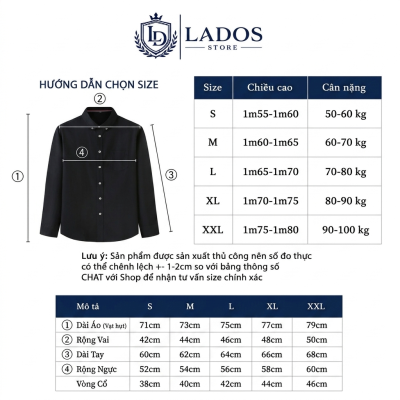 Mua ngay Áo sơ mi nam LADOS dài tay chất vải cao cấp, co giãn nhẹ và thấm hút mồ hôi tốt. Xem ngay bảng size chuẩn để chọn form áo vừa vặn nhất cho bạn!