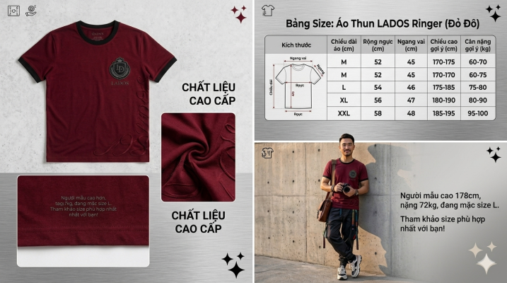 áo phông lados đỏ đô