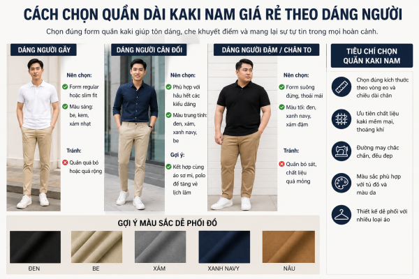 Chọn quần kaki theo vóc dáng