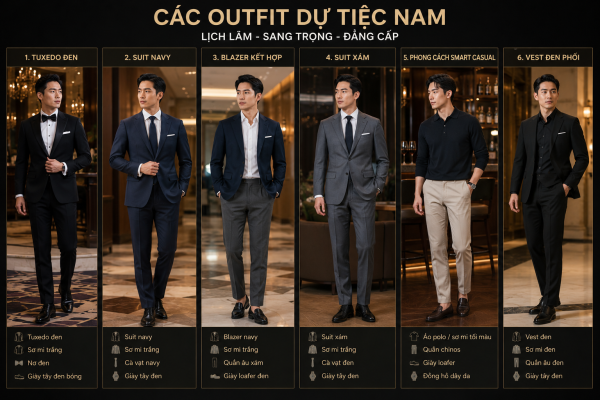 Cách phối đồ dự tiệc sang trọng với nhiều phong cách nam giới