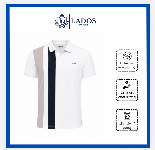 Áo polo nam lados phối sọc dọc thanh lịch