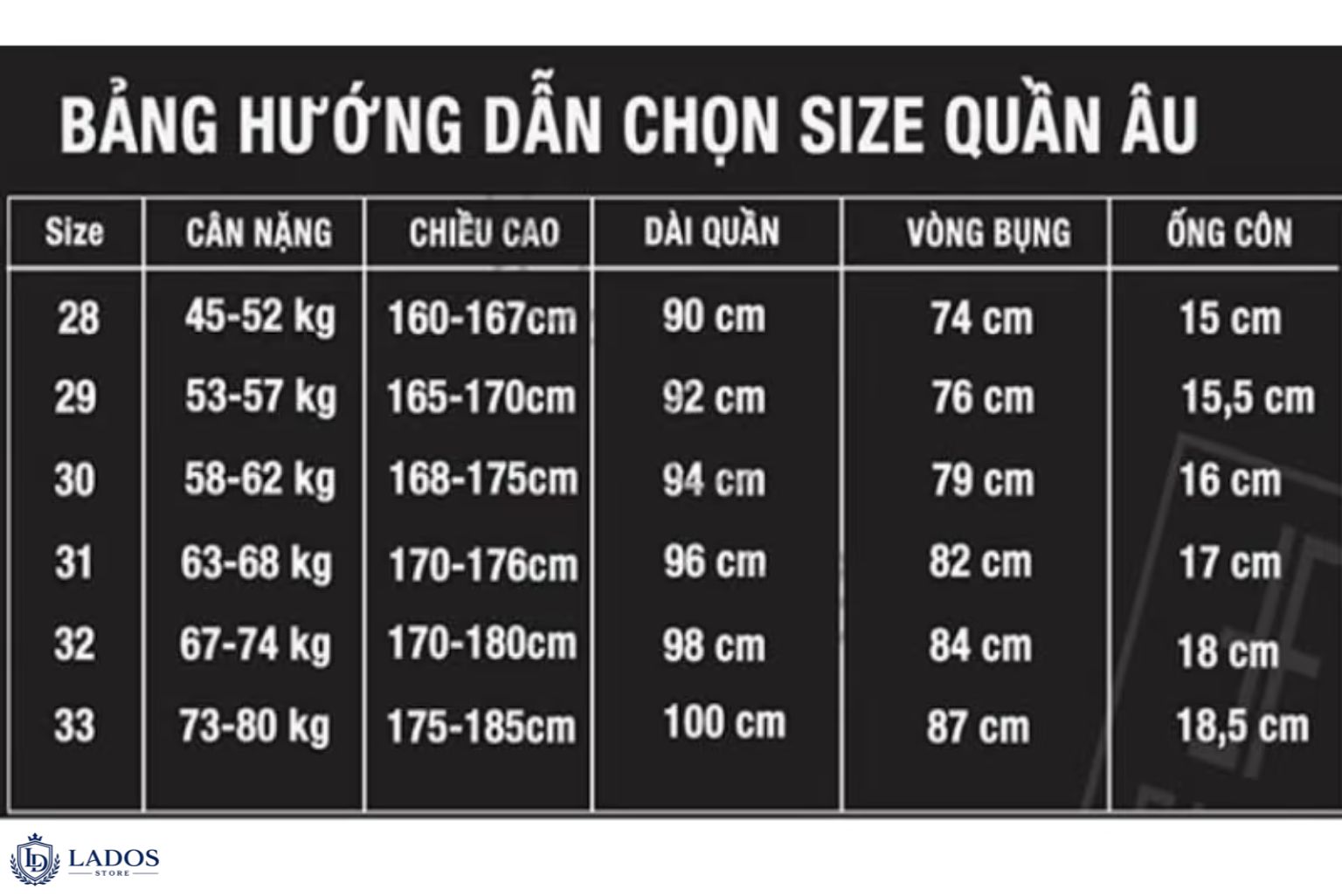 Cách chọn size quần âu nam theo cân nặng và dáng người