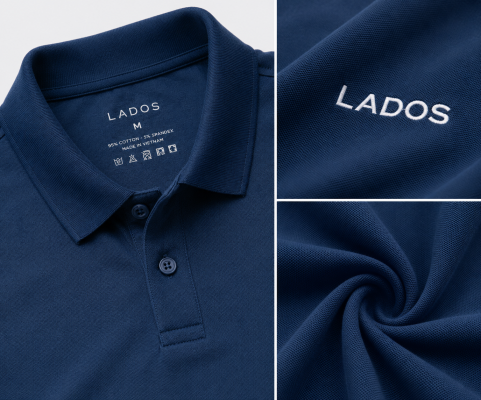 Áo polo LADOS màu xanh navy nam tính