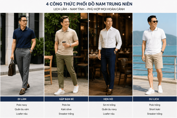 Thời trang nam trung niên phối đồ theo hoàn cảnh