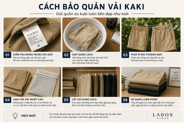 cách bảo quản quần short kaki nam